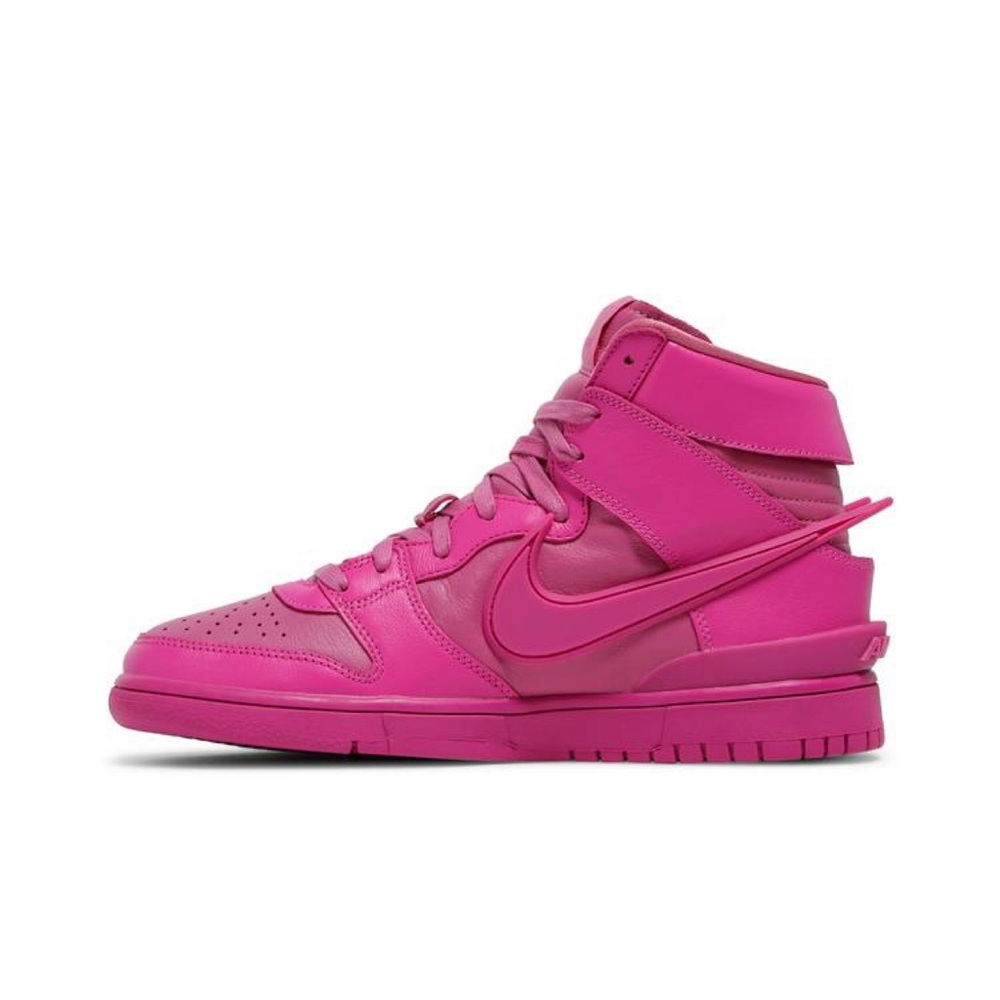 Nike Dunk High x AMBUSH in Active Fuchsia w. Extended Swoosh CU7544-600 - Picture 2 of 5